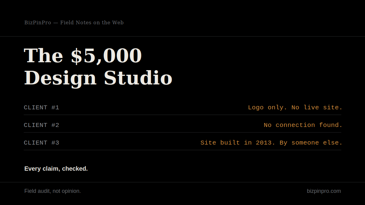 In The Field 019: The $5,000 Design Studio With One Client And No Website