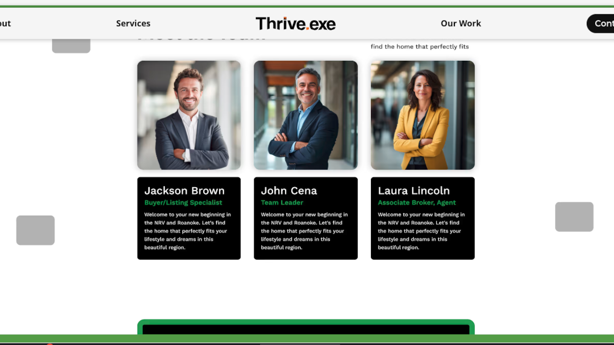 Screenhow of the project section of their website showing a gentlman that works for them named "John Cena" and the same picture shows for a lawyer in a different project.