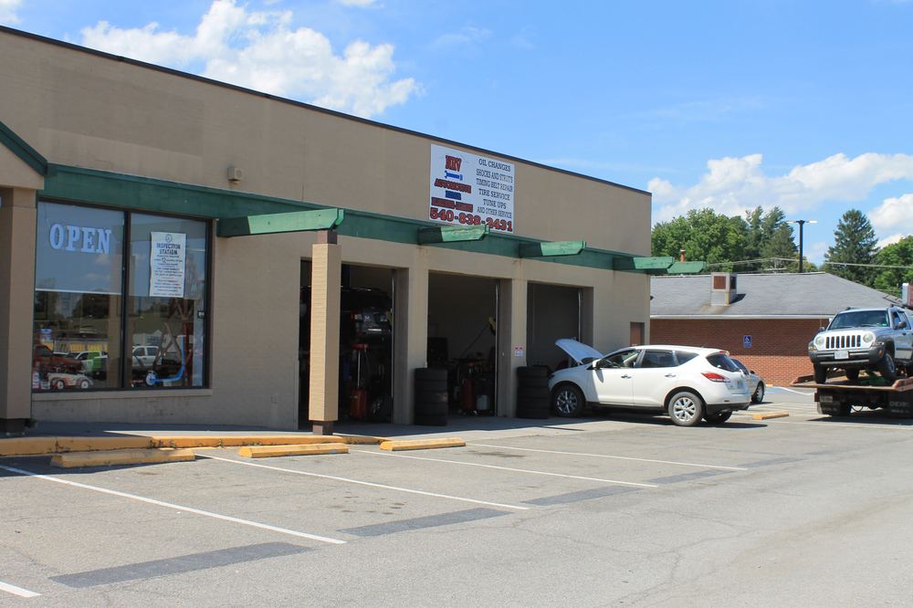 NRV Automotive service bays and sign in Radford, VA