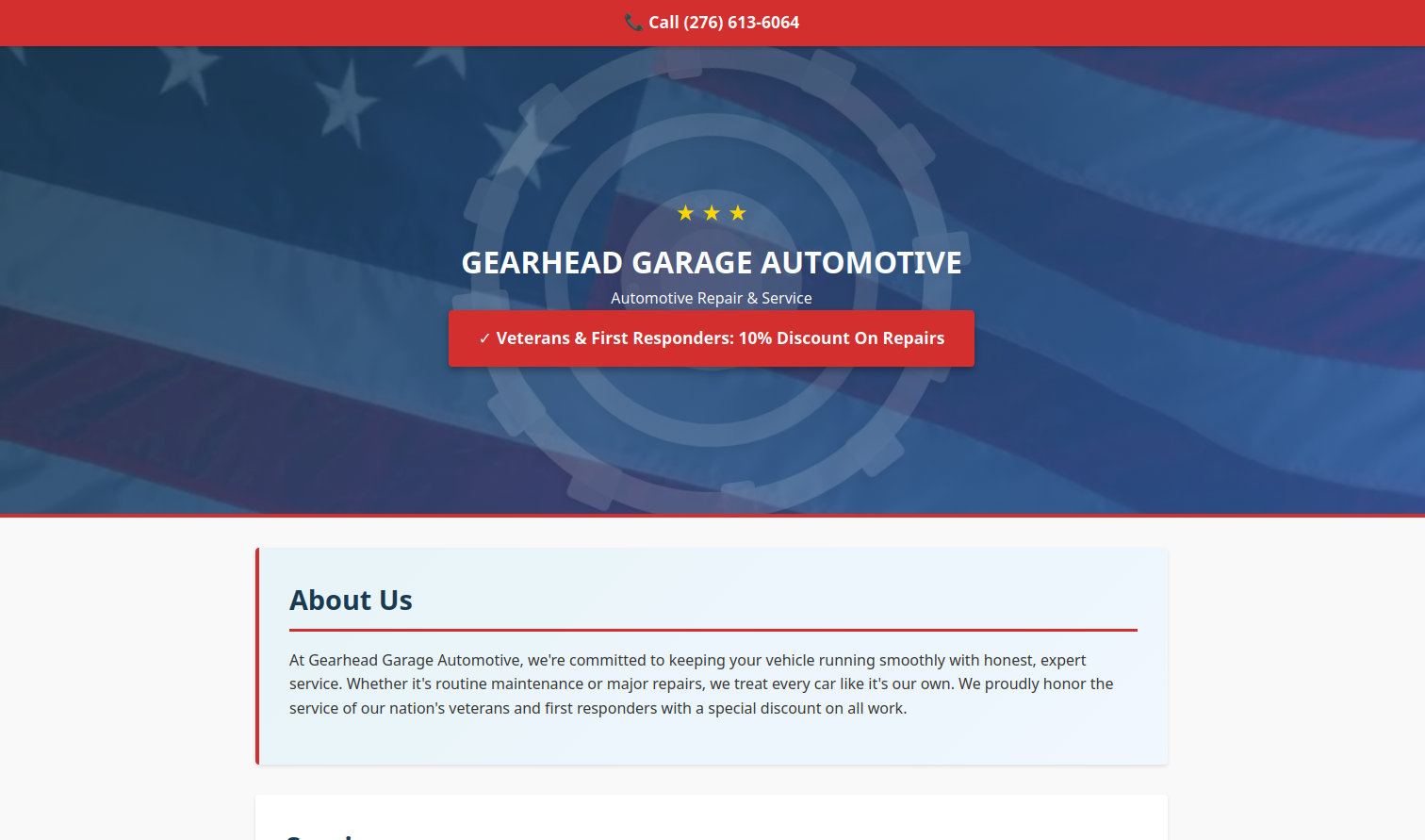 Gearhead Garage Automotive LLC website screenshot