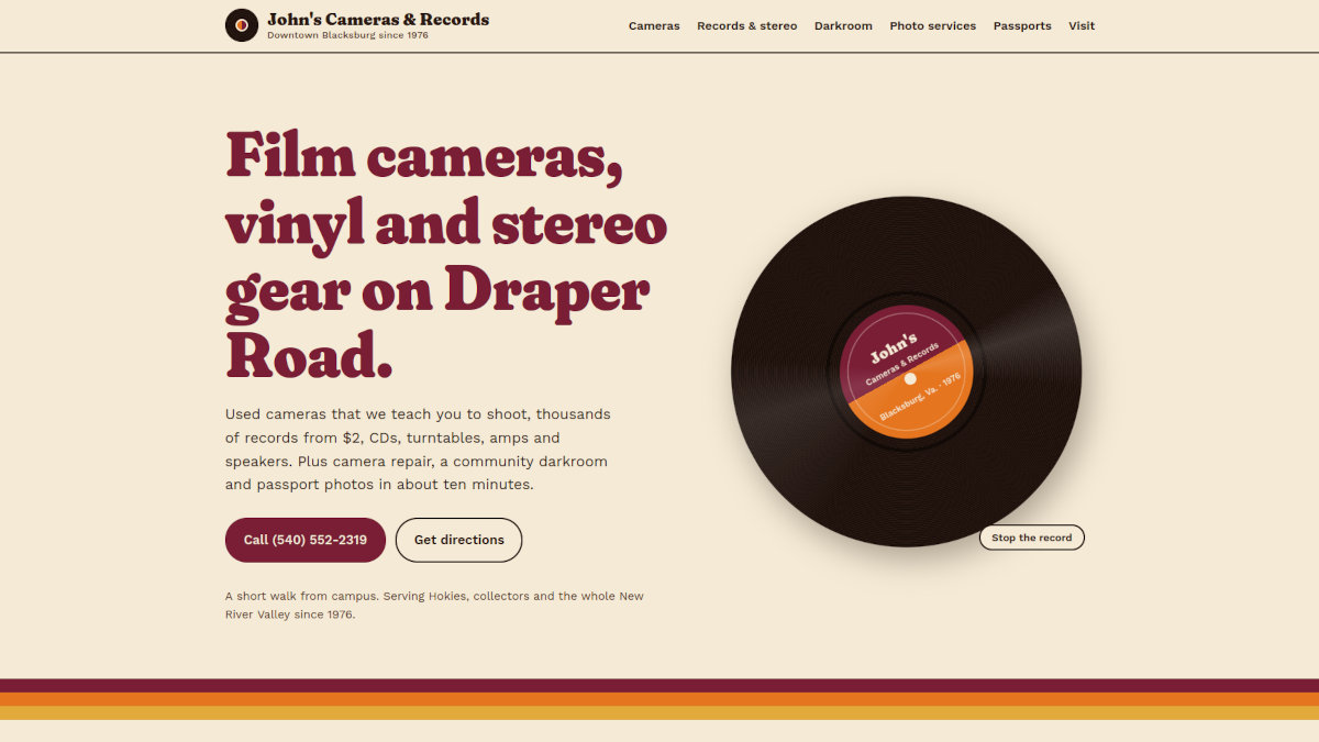 John's Cameras & Records website screenshot