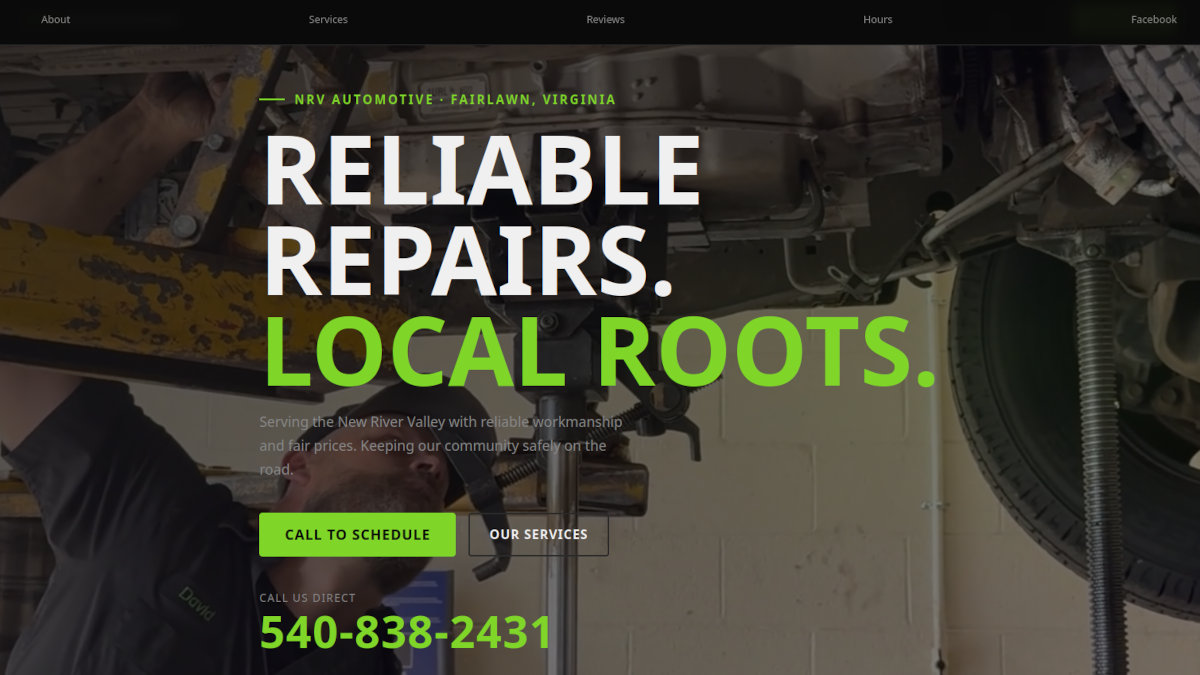 NRV Automotive website screenshot
