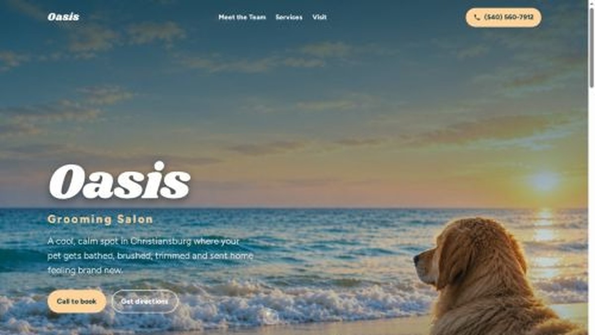 Oasis Grooming Salon website screenshot